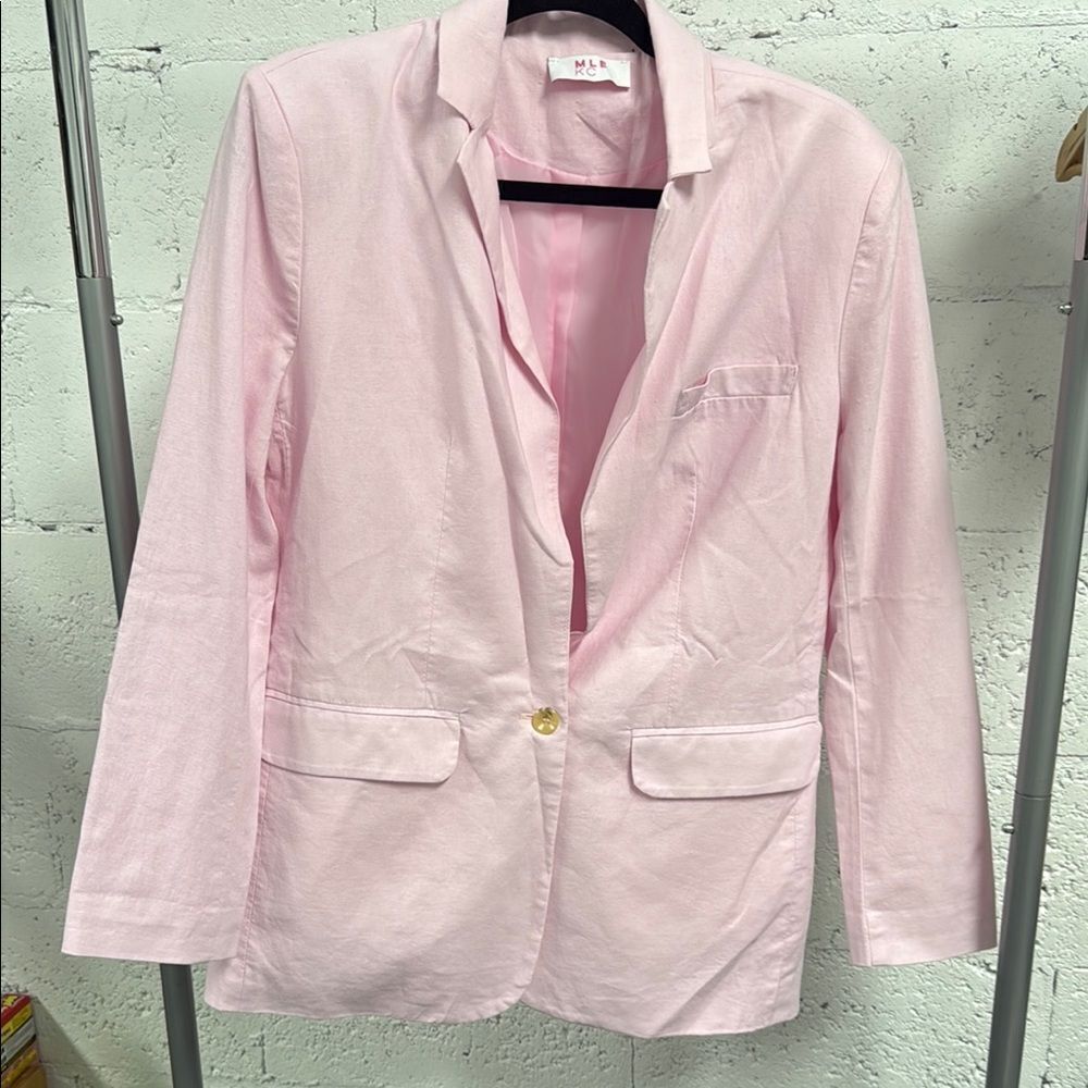 KC Brand Pink Blazer Structured Shoulders Oversized Jacket Size SMALL - Like New